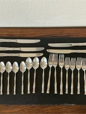 Fortessa Flatware Bamboo Table Salad Fork Table Knife Coffee Spoon Mix Lot of 21